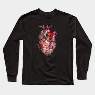 Human heart, flowers and plant lovers, Heart ,Human Anatomy art Long Sleeve T-Shirt